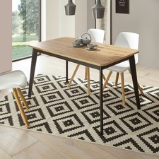 Table À Manger Torge Table De Cuisine 140-180x80cm Artisan Chêne Noir (A33ZNO06)