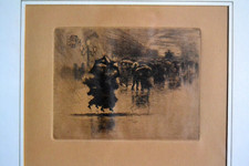 Felix-Hilaire Buhot  Gravure à L'Eau-forte " Le Petit Enterrement " circa 1900