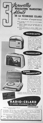 Publicité 1959 radio - radio, celard