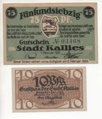 Notgeld kallies 2 - -,