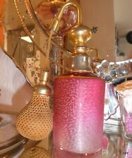 FLACON VAPORISATEUR ANCIEN CRISTAL SAINT LOUIS "givré" ROSE   H 19 cm