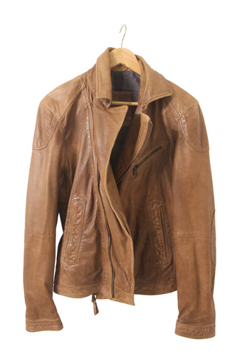 Veste cuir marron mango - cuir,