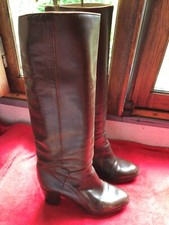 bottes vintage 80  cuir brun  .t 37,5 (G/) D