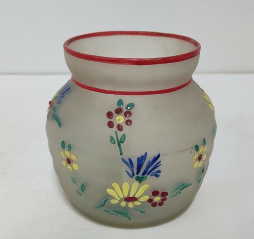 Vase verre depoli ancien decor - ancien,
