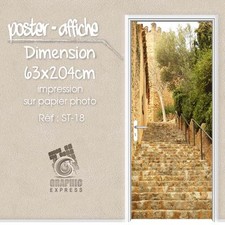 POSTER PORTE DECO TROMPE L'OEIL - ESCALIER PIERRE - ST-18- 4 DIMENSIONS