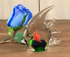 Figurine Poisson en Verre d'Art DLG de Murano Soufflé Bouche Statue Sulfure