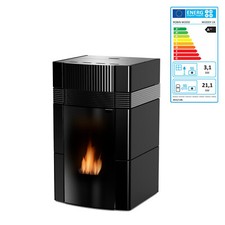 Woody Poêle À Pellets À Eau 24 kW En Céramique Noir Chauffage Poêle À Granulés