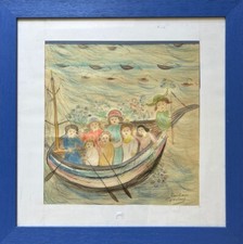 La Barque Aux Fleurs By Emile Crociani Colored Pencils