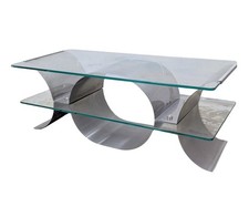 Table basse 1980 inox plié à