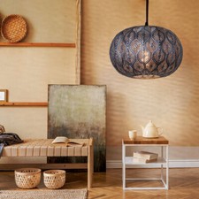 Lampe Suspendue Lustre Lampe de Salon Oriental 1 à Flammes Argent D 30 CM