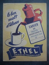 Ancien Protège-cahier Couverture "Le Bon Malt d'Alsace ETHEL"