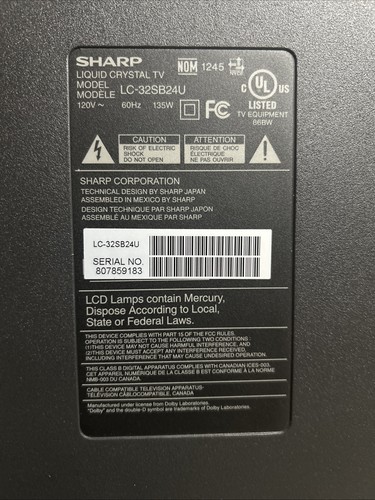 Sharp 32sb24u 720p - lc-32sb24u, lcd
