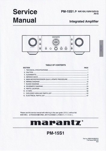Service manuel instructions - manuel, d'instructions