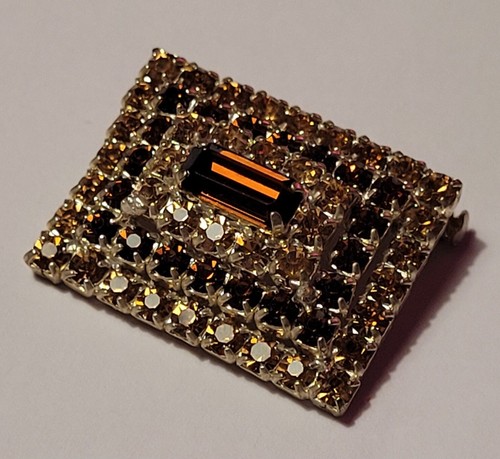 Broche vintage cristal marron - broche,