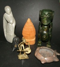 Lot objets ethniques statue animaux pierre terre cuite bois afrique amerique
