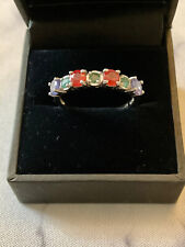 ANCIENNE BAGUE  ARGENT MASSIF/OR BLANC - SAPHIR TANZANITE EMERAUDE