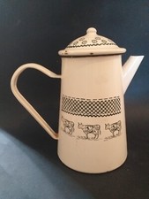 cafetiére chocolatière émaillée vintage Geneviéve LETHU Marguerite Vache 21 cm