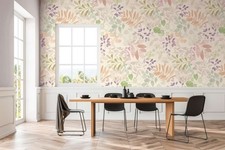Papier Peint XXL Avec Motif Floral En Effet Aquarelle – Crème, Vert, Violet