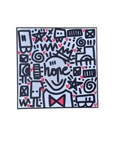 MR.HOPE  - TOILE - STREET ART -  UNIQUE - FAIT MAIN - DOODLE - ART  - LOVE