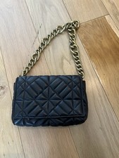 ? SAC A MAIN ZARA ❤️ SIMILICUIR NOIR RABAT CHAINE Couleur Or