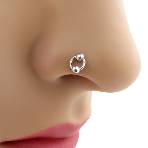 Bague mobile double boule - , clou