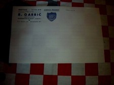 Vieille facture vierge R.Garric moto cyclesprufeot  pub huile BP 