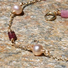 bracelet tourmaline rose perle