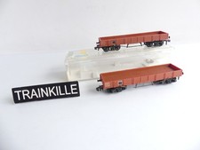 727 / 7270 HORNBY FRANCE HO / 2 WAGONS PLAT A BOGIES ATTELAGES PLASTIQUE