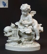 AA 19ème Volkstedt porcelaine angelot putti oiseau sujet figurine 690g17cm saxe