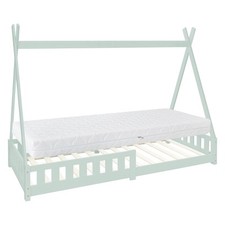 Lit d'enfants bois vert menthe tente indienne avec côtés avec matelas 200x90 cm