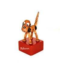 ancien WAKOUWA - CHIEN - JOUET en bois - vintage années 60 - push puppet - wakou