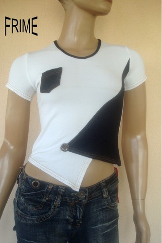 Tee shirt blanc bleu jean - tee,