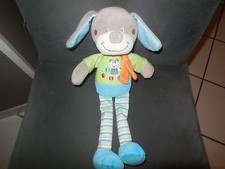 doudou peluche chien vert bleu MOTS D'ENFANTS 31cm