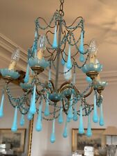 lustre opaline bleu , 6 branches