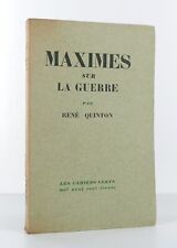QUINTON (René) - Maximes sur la Guerre - 1930 - Edition Originale