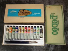 Vintage coffret 10 tubes peinture extra fine l'huile- LA PEBEO - FRAGONARD -1970