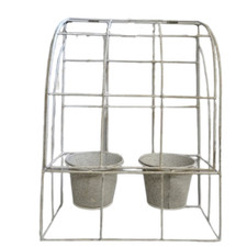 Porte plante mural en métal gris vieilli 32 x 14 x 43 cm