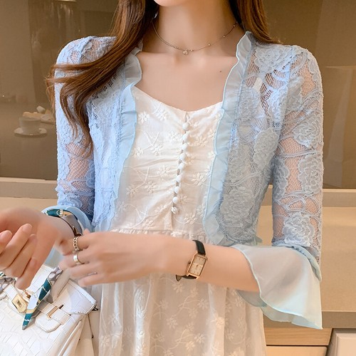 Femme cardigan court floral - court,