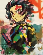 Tableau street art sur bois "Demon Slayer" par Caronart