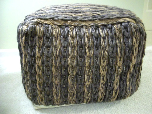 Braided jute pouf - braided,