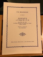 P. B. Bellinzani Sonate opus 3 n°3 flûte à bec basse continue partition Leduc