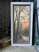 Tableau Ancien Huile Sur Toile Paysage Automnal 