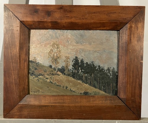 Ancienne huile sur carton - , fort