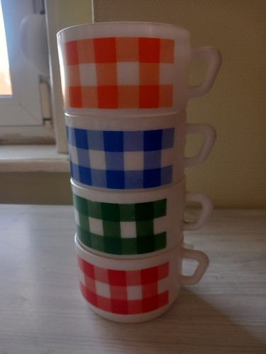 Vintage arcopal tasses vichy - vintage,