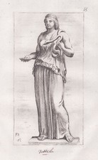 Vestal Virgin Vestaline Estampe Ancienne Rome Gravure François Perrier 1638