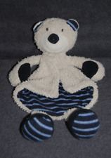 ?Doudou Plat Ours BABY FEHN BABYSUN Mouchoir Beige Bleu Grelot Teddy Bär TTBE