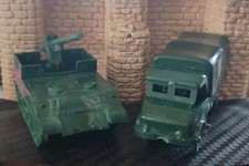 Jouets Anciens France Type Bonux 60's Char M40 + Mercedes Unimog Ech. 1/72 env.