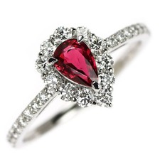 Bague diamant rubis sang de pigeon non chauffée Pt900 0,57 ct D0,47 ct - livr...