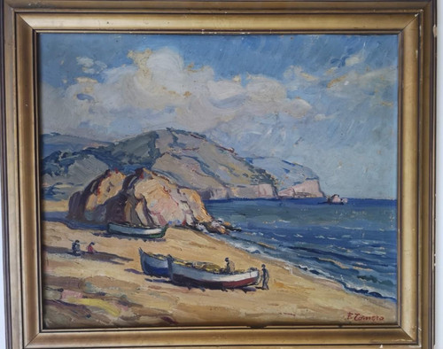 Tableau ancien huile paysage - tableau,
