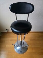 Tabouret bar aluminium,assise+dossier en cuir, reglable, pivotante, repose pied 